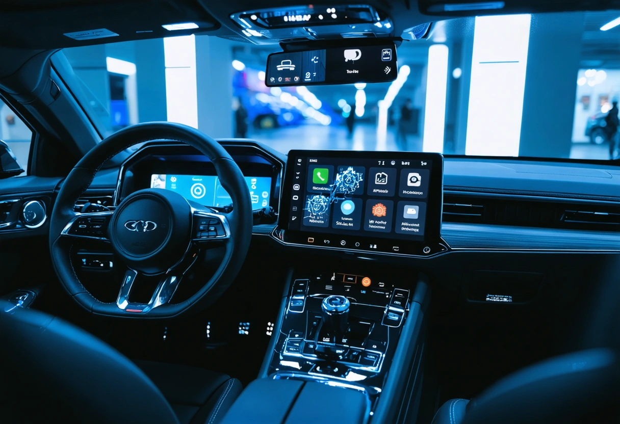 Car dashboard with IoT features and real-time security updates