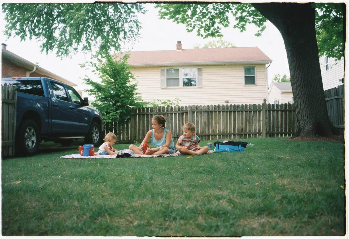 A family enjoying a peaceful day in their secure Englewood backyard. The home in the